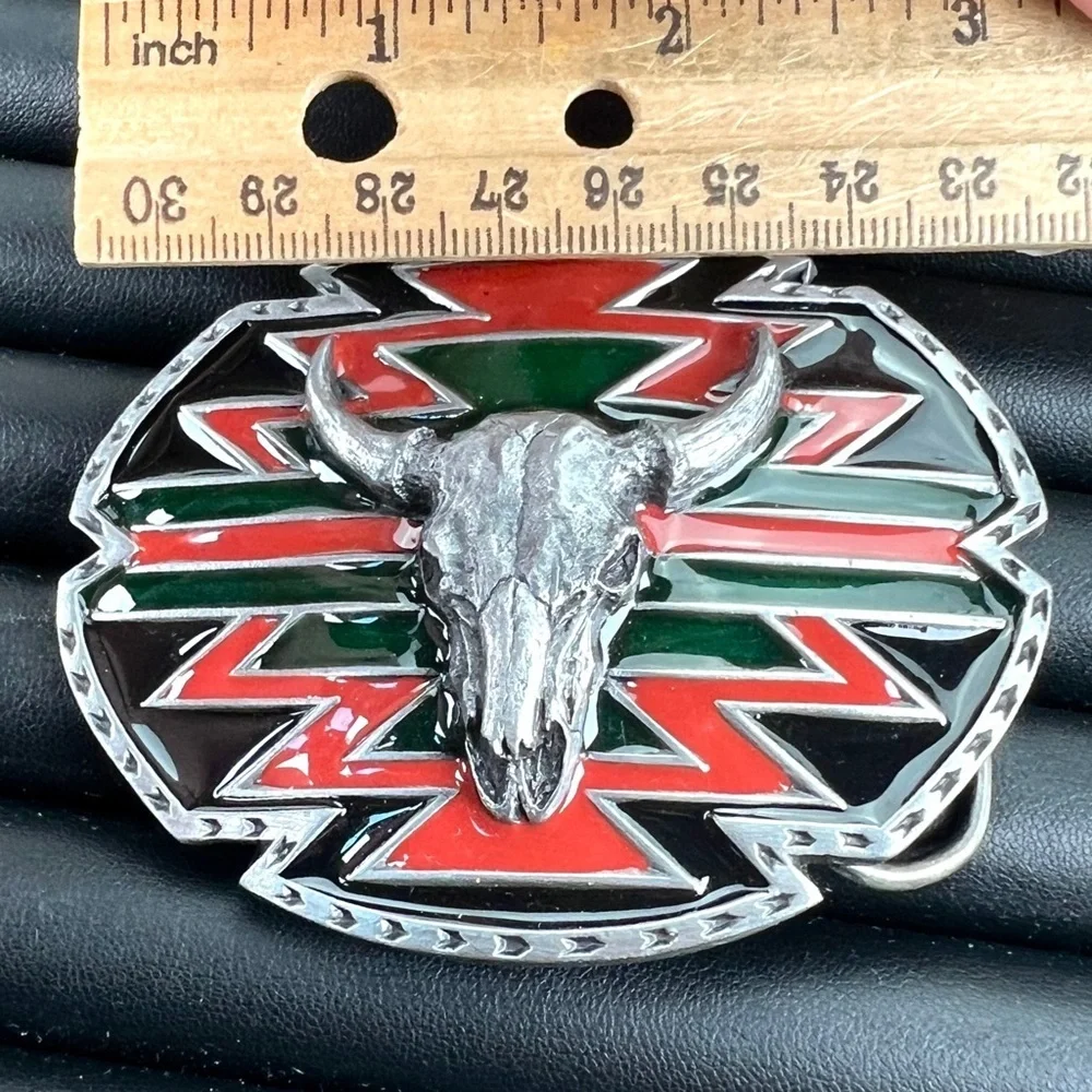 Vintage Siskiyou Skull Belt Buckle Steer Western Native American Style Cowboy